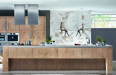 Holzküche mit Kunststofffronten