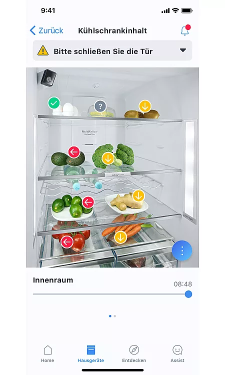 Die Home Connect App ermöglicht einen Blick auf den Kühlschrankinhalt