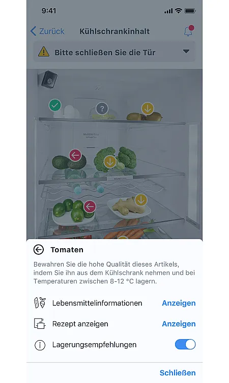 Home Connect App: Die Lebensmittel im Kühlschrank werden erkannt