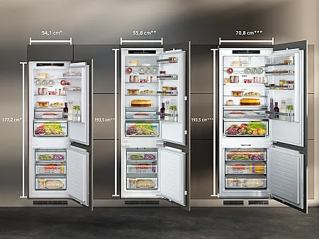 XXL Kühlschrank von Siemens im Vergleich zu schmaleren Kühlgeräten