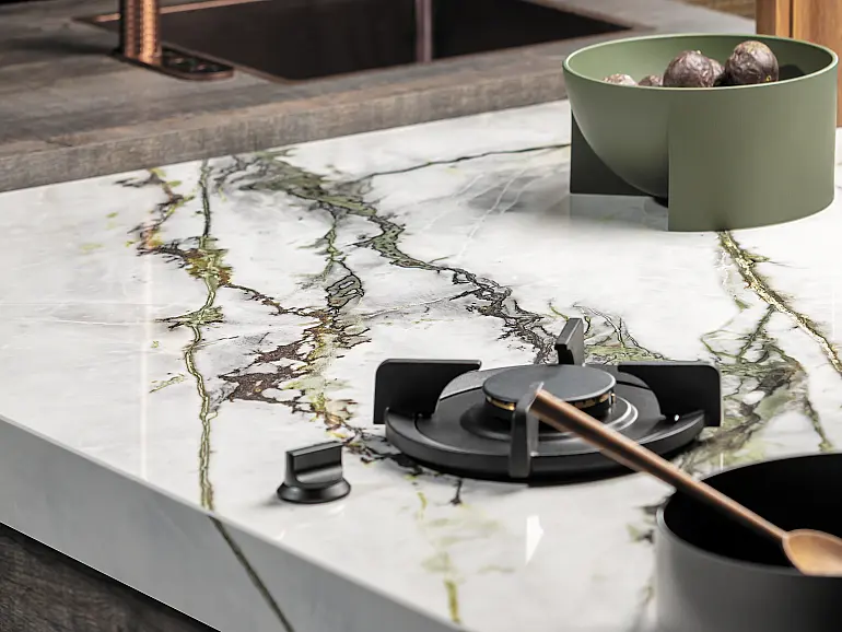 Dekker Arbeitsplatte in Marmoroptik mit PITT Cooking