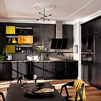 Küche in schwarzem Holz Dekor