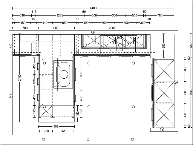 moderne Landhausküche T- Form mit 3 Stauraum/ Gerätehochschränken, inkl. Quooker + Cube