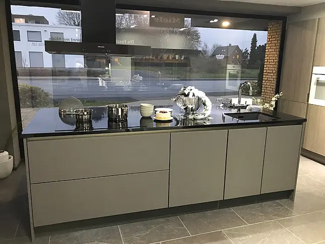 SLC Steingrau mattlack mit Holz-Decor  Grifflos