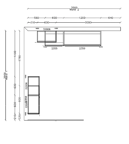 Exklusive Anbauwand / Wohnwand - LED-Beleuchtungen - Sideboard - Messestück