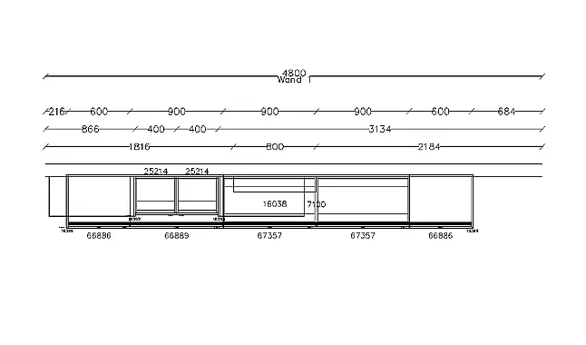 Exklusive Wohnwand / TV-Board / Anbauwand mit Vitrinenelementen und 2 Couchtischen