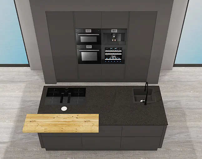 MIT MIELE Pyrolyse-Backofen, Kombidampfgarer mit Mikrowelle, Kaffeeautomat &amp; XXL Geschirrspüler! berbel Muldenlüfter mit permalyt &amp; Teppan | Kühlschrank mit Frische-Schubladen &amp; Multi-Switch: unten Kühlen und Gefrieren möglich! | 2-Zonen-Weinklimaschrank