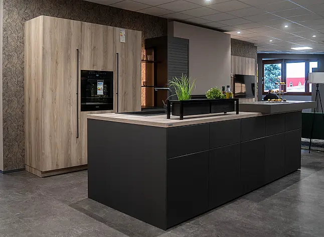 hochwertige Küche Ballerina Smart-Glas-satiniert-Karbonmetallic - MIELE-Geräte
