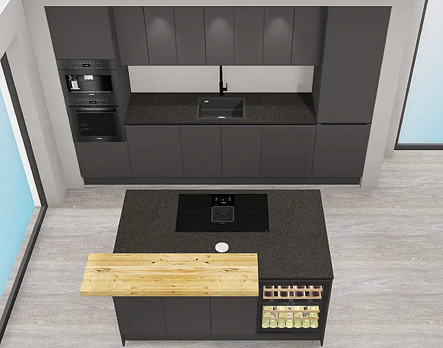 TOP-Geräteausstattung: MIELE Backofen mit Dampfgarer, Einbau-Kaffeeautomat &amp; XXL-Geschirrspüler! Kühlzentrum mit Multi-Switch: unten Kühlen oder Gefrieren möglich! berbel Muldenlüfter mit Induktionskochfeld und Permalytfilter! 2-Zonen-Weinklimaschrank!