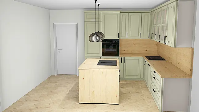 Nolte Küche WINDSOR – Landhaus mit Insel in Echtlack Matt Avacado