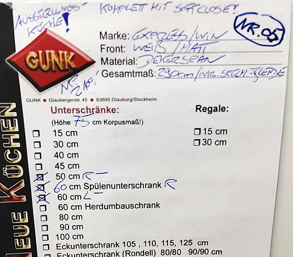 Aussellungsküche / weiß matt/ kompl. mit Softclose/ Nr.05