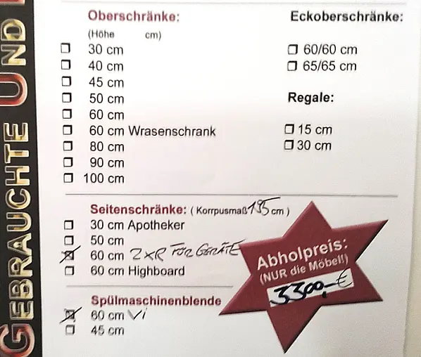 Topp Ausstellungsküche / Front: weiß / matt / Lacklaminat / Grifflos Küche Nr. 308