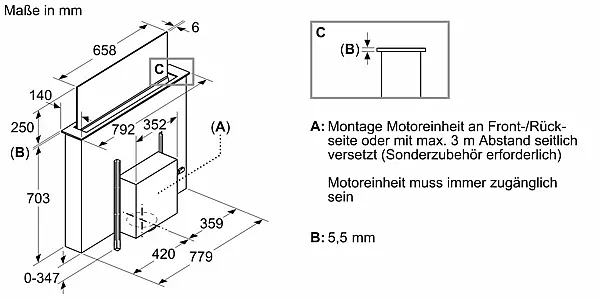 Bosch Tischlüfter DDW88MM65 flächenbündig