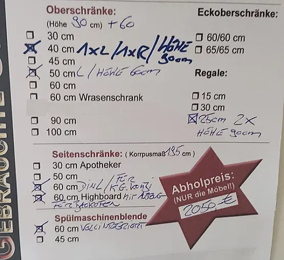Ausstellungsküche /Front: weiß / matt/ Küche Nr. 303