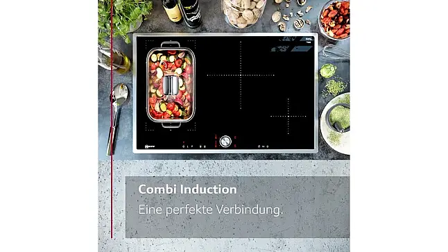 SET T58HWD: Induktionskochfeld  T58YHW1C0 80 cm aufliegend, Seitliche Lisenen Z9802PFDY0 deep black