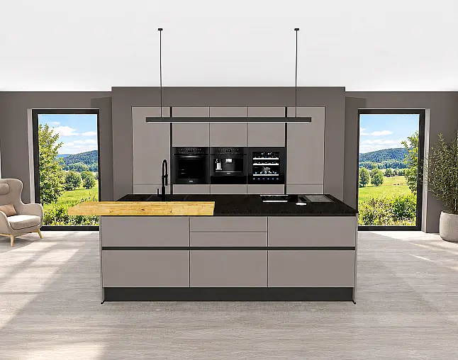 TOP-GERÄTEAUSSTATTUNG: Kombi-Dampfgarer mit Klimagaren und Bratautomatik, Kaffeeautomatik &amp; XXL-Geschirrspüler | Wärmeschublade | berbel Muldenlüfter + Induktion + permalyt und Kühlschrank mit Frische-Schubladen &amp; Gefrierer | 2-Zonen-Weinklimaschrank