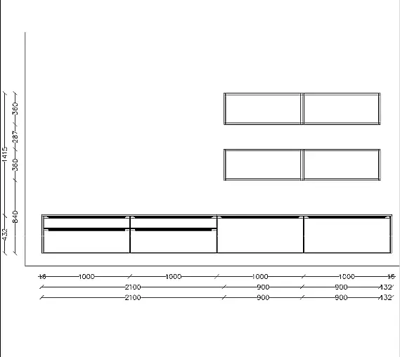 Exklusive Wohnwand / TV-Board / Anbauwand - Nischenrückwand Glas - SmartCube-Regale