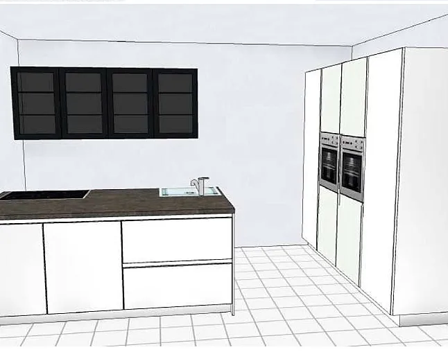 Küche Weiss SoftMatt, Komposit Arbeitsplatte mit Elektrogeräten - Thumbnail 2