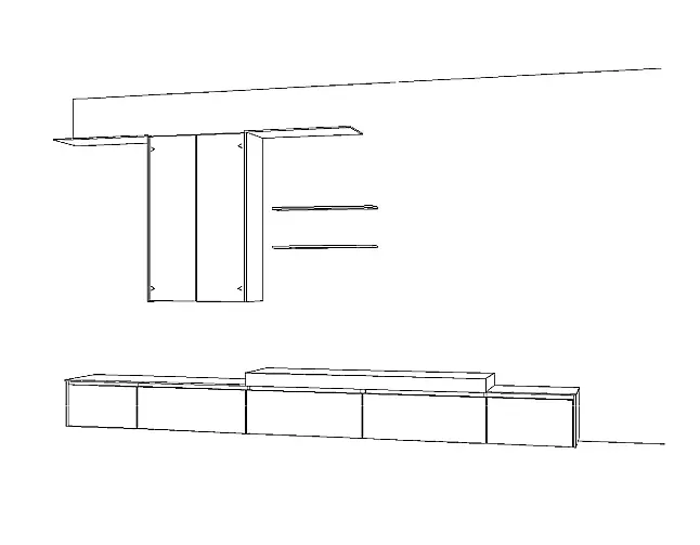 Exklusive Wohnwand / TV-Board / Anbauwand mit Vitrinenelementen und 2 Couchtischen