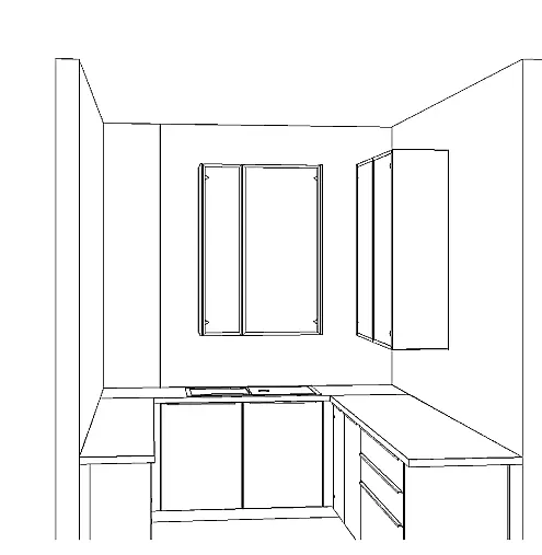 Einzigartige Messeküche / Küchen-Wohnzimmer-Kombination - Lackfront - XL-Schränke - Glas-Hängeschränke- viel LED-Beleuchtung