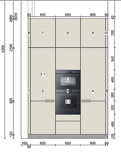 b3 Küche in Kiesel mit Laminat Insel