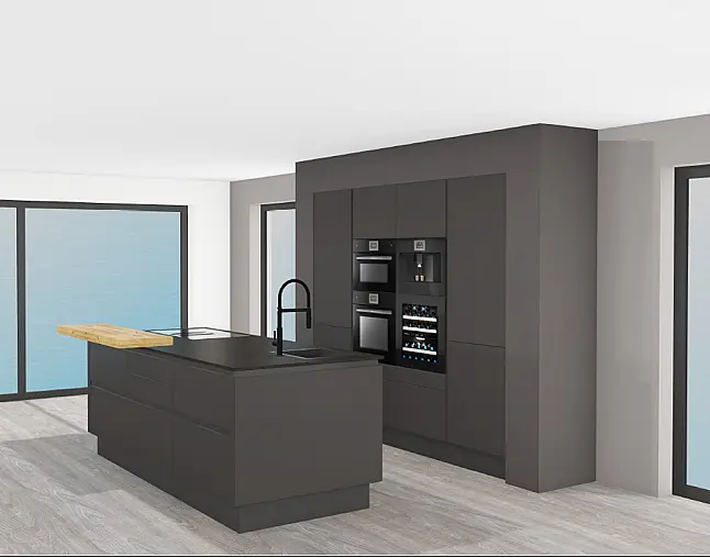 MIT MIELE Pyrolyse-Backofen, Kombidampfgarer mit Mikrowelle, Kaffeeautomat &amp; XXL Geschirrspüler! berbel Muldenlüfter mit permalyt &amp; Teppan | Kühlschrank mit Frische-Schubladen &amp; Multi-Switch: unten Kühlen und Gefrieren möglich! | 2-Zonen-Weinklimaschrank