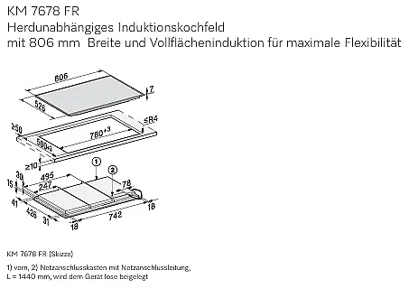 Kochfeld Vollflächeninduktion, 80cm