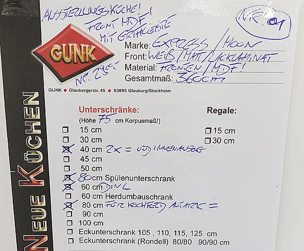 wir haben noch teile vorrort  und können noch küchen usammenstellen aus der angegebenen  Front