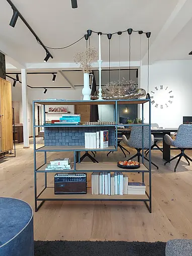 Bücherregal/Raumteiler rust. Asteiche Bianco geölt