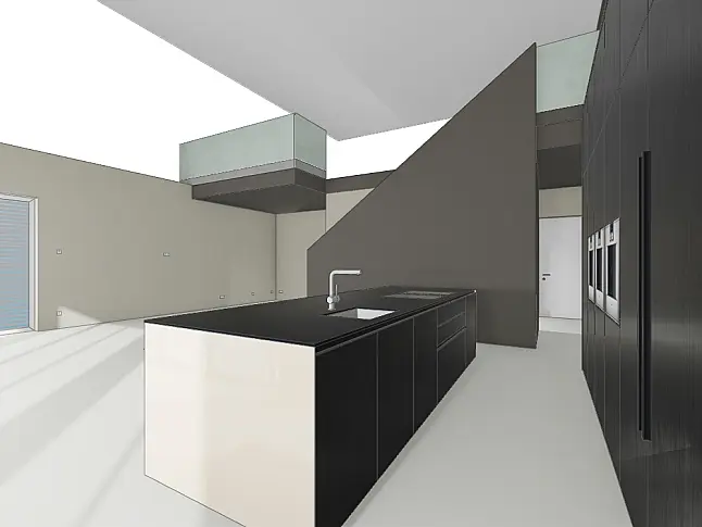 NX680 F815 Eiche onyxschwarz + G925S Spiegelglas bronse