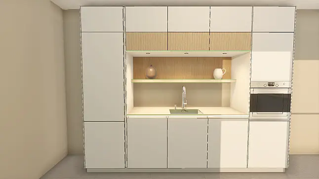 / Nobilia - Smartglas Alpinweiß trifft Edelstahl &amp; Echtholz-Design in Rillenoptik
