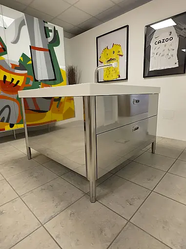 Alpes-Inox Edelstahl Koch - Spül - Insel mit Corian-Arbeitsplatte