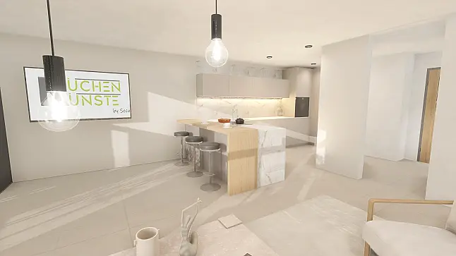 Exklusive Designküche mit Neolith-Keramik, Blanco CHOICE und