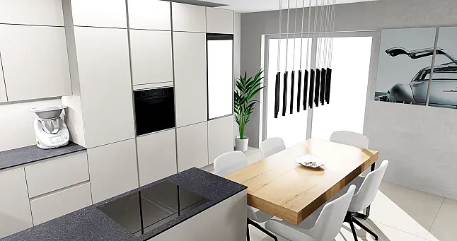 moderne U-Form Küche  in TAUPEGRAU ULTRAMATT
