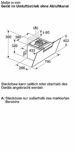 Siemens iQ300 Umluft-Wandhaube 80cm Klarglas schwarz bedruckt LC87JFN60