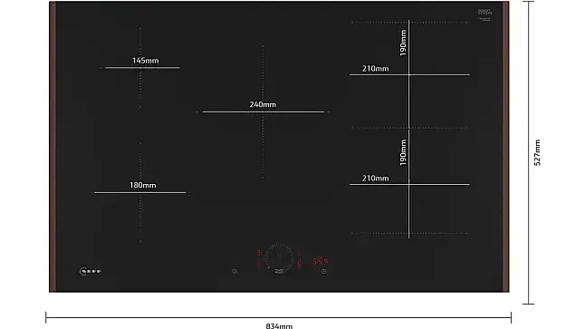 SET T58HWD: Induktionskochfeld  T58YHW1C0 80 cm aufliegend, Seitliche Lisenen Z9802PFDY0 deep black
