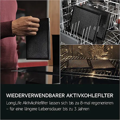 Modernes, neues Induktionskochfeld von AEG mit integrierter Muldenlüftung Umluft oder Abluft