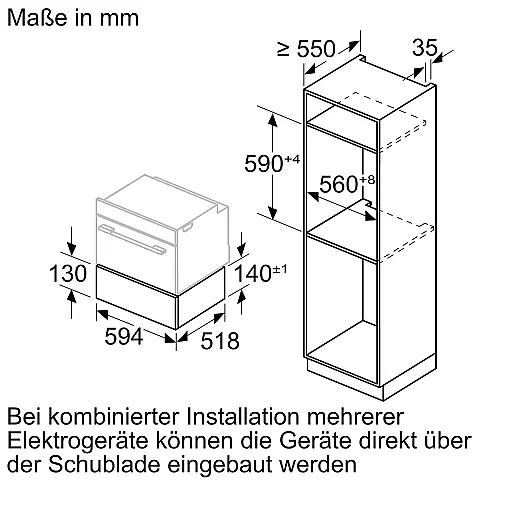 Serie 8 Dampfschublade 59 x 14 cm Schwarz BDC9111B0
