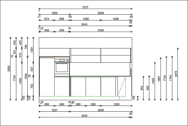 Moderne Designküche mit hochwertigen Fronten in EicheComo NB