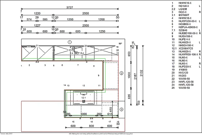 Moderne Designküche mit hochwertigen Fronten in EicheComo NB