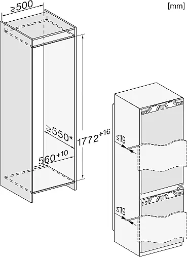Miele KFN 7795 D Einbau-Kühl-/Gefrier-Kombination weiß / D