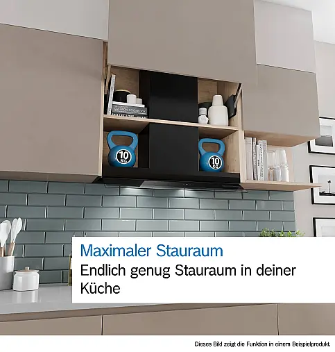 Integrierte Designhaube 90 cm Klarglas schwarz bedruckt, Mattschwarz