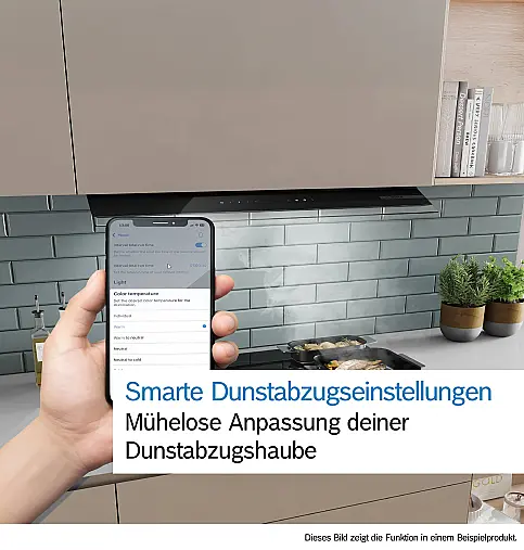 Integrierte Designhaube 90 cm Klarglas schwarz bedruckt, Mattschwarz