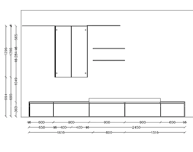 Exklusive Wohnwand / TV-Board / Anbauwand mit Vitrinenelementen und 2 Couchtischen