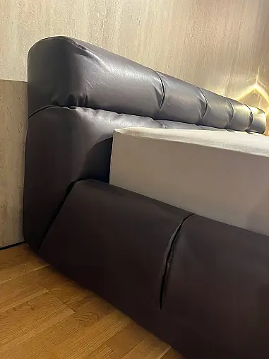 Lederbett inkl. Lattenrost und 7-Zonen-Taschenfederkern-Matratze