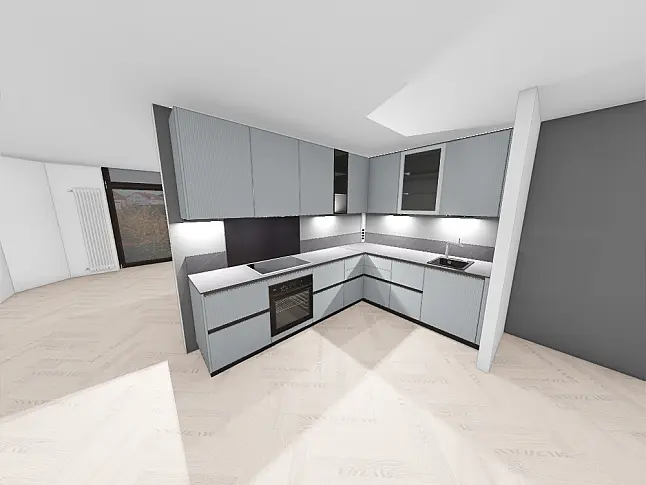 Design Küchzeile Grifflos in L-Form