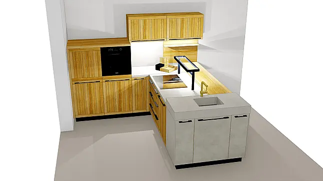 - Moderne Massivholzküche in Eiche und Keramik