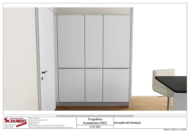moderne Küchenzeile mit Insel kristallweiß Mattlack