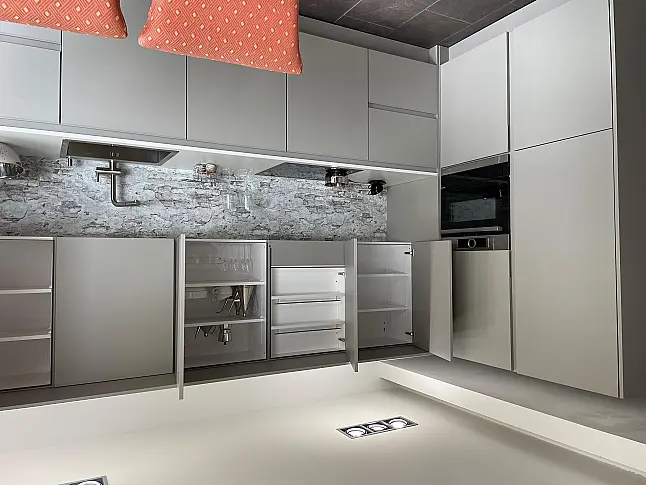 SieMatic SLC - LSZ grifflos  smartlaque NEU kieselgrau samtmatt