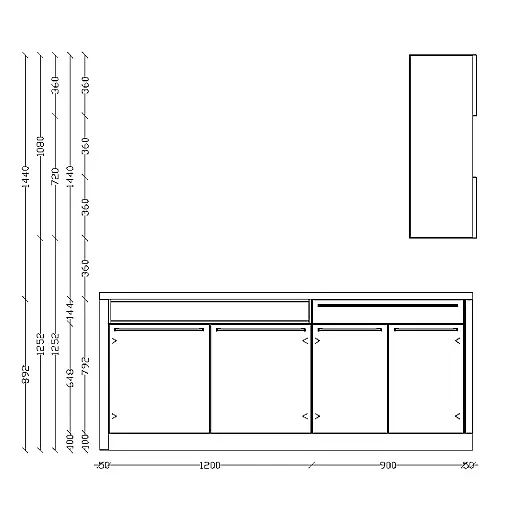 Exklusive Messeküche - Lack-Front - Philips Hue LED-Beleuchtungen - Sign Emotion Relingsystem - XL Schränke